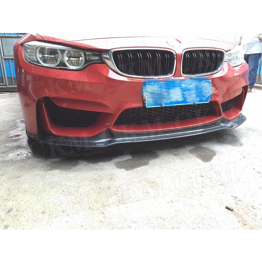 Carbon Fiber Car Front Bumper Lip Spoiler for BMW 3 Series F80 M3 4 Series F82 F83 M4 2014-2018 V Style FRP Head Chin