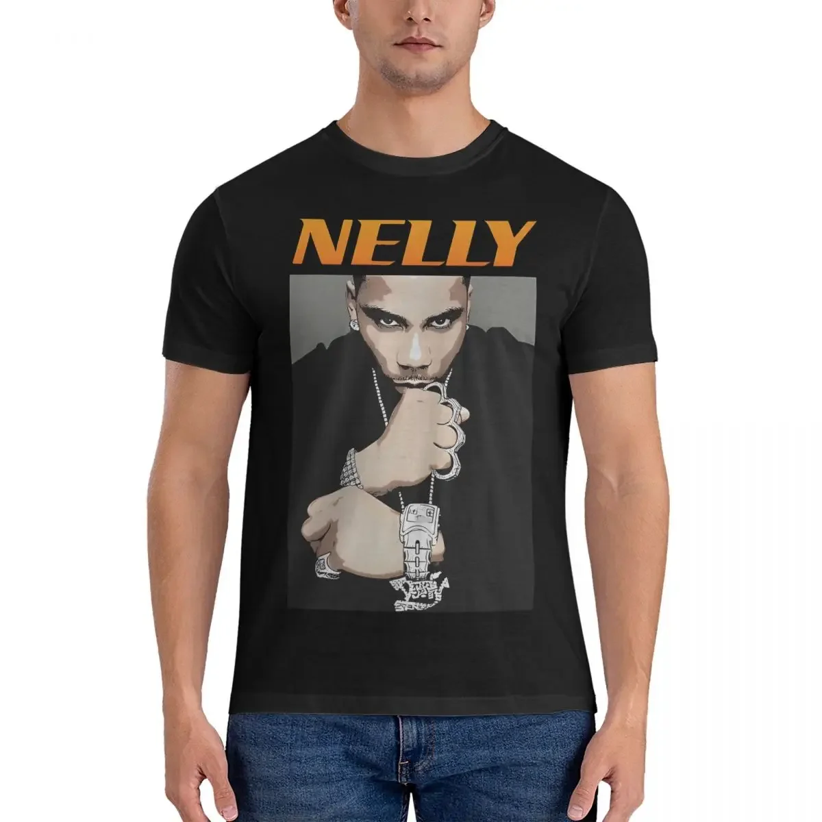 Pop Rap T Shirt Men's Cotton Casual T-Shirt Crew Neck N-Nelly Tees Short Sleeve Clothes Gift Idea