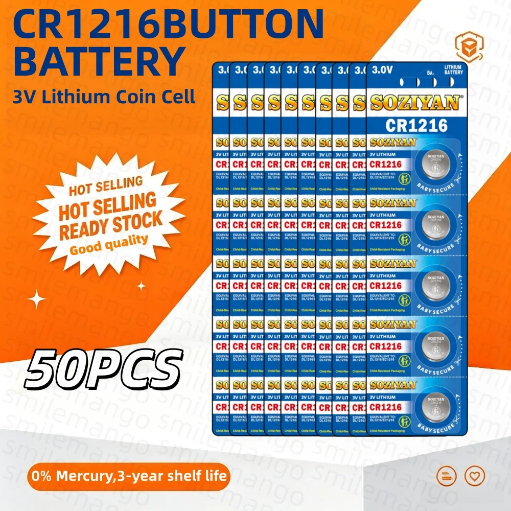 3V CR1216  Lithium Button Coin Cell Battery BR1216 DL1216 LM1216 5034LC ECR1216 - For Watch Toy Remote Control Electronics