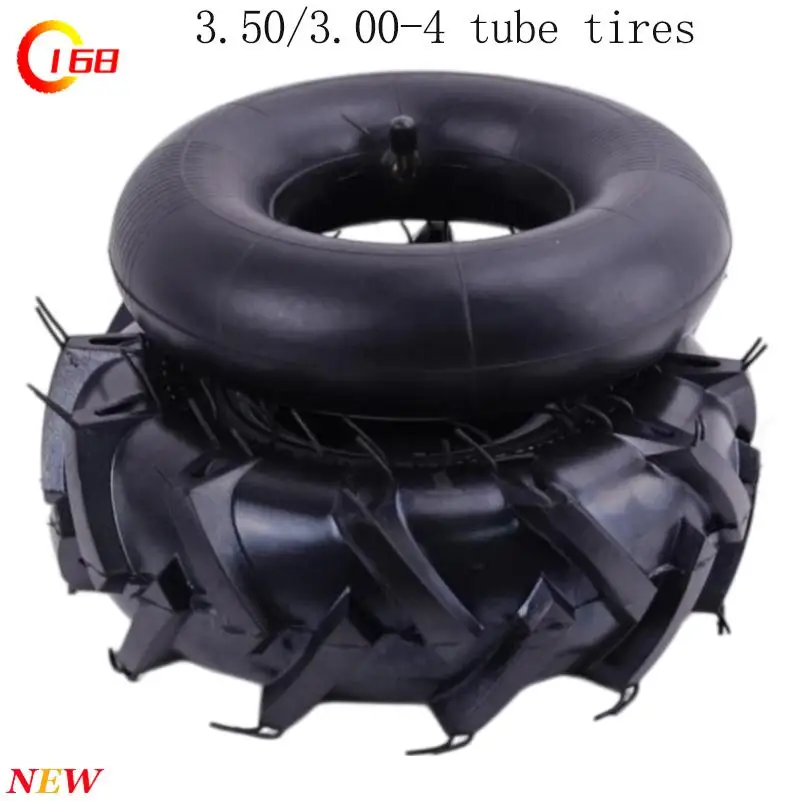 3.50/3.00-4 Inches Thick Tire Inner Tube Tiller Suitable for Trolley Lawn Garden Tractor Rotary Tiller Scooter Moped ATV