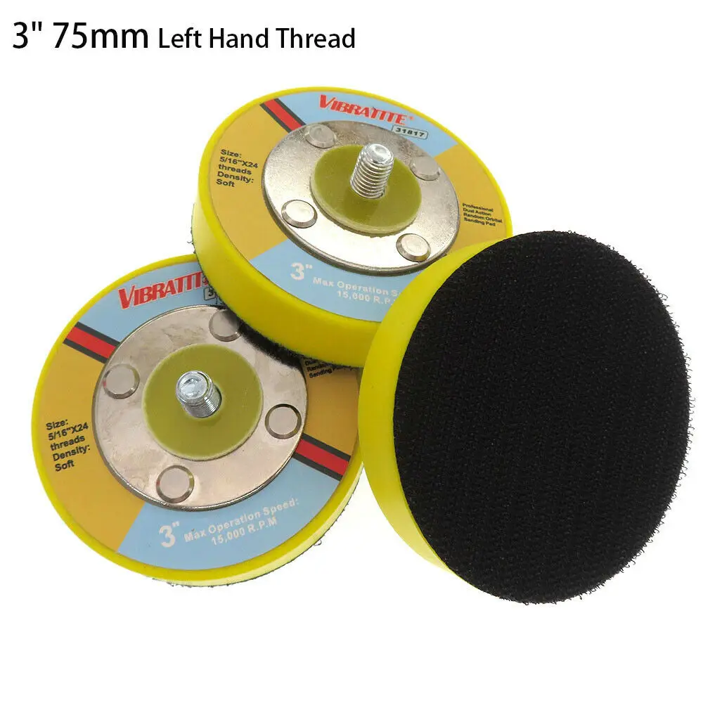 3นิ้ว75มม.ห่วงขัด Backing Pad M8ด้ายซ้ายสำหรับ Air Sander แผ่นขัดกระดาษทราย buffing Pads