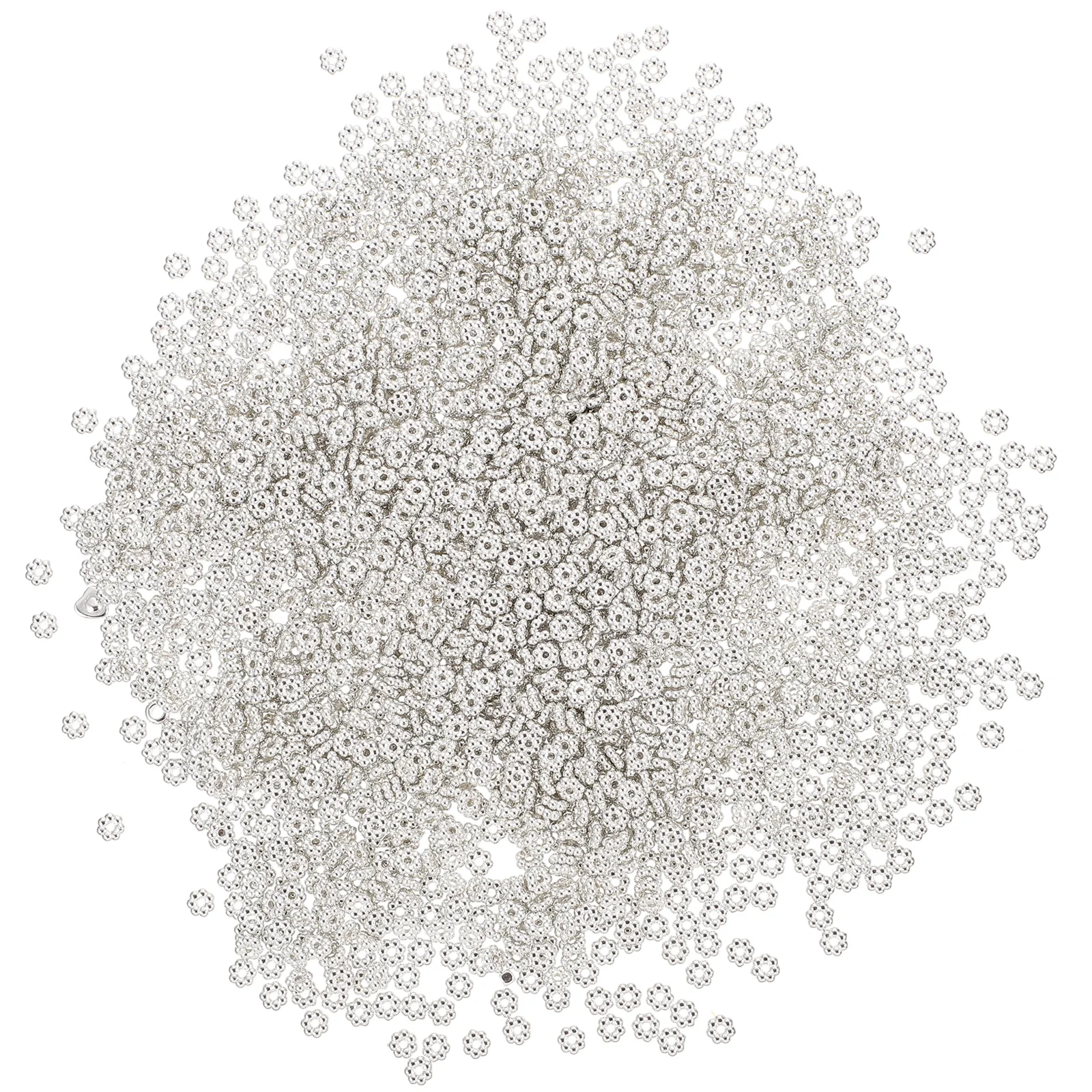 

2000 pcs Flower Shaped Plastic Beads 6mm Silver ABS Jewelry Making Crafts Accessories Decorations Gifts DIY Bead Supplies