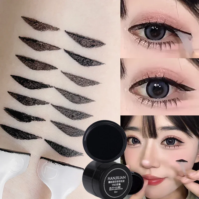 Zestaw stempli do eyelinera narzędzie uroda pędzel do makijażu wodoodporny, długotrwały płynny eyeliner pieczęć leniwe kobiety początkujący kosmetyki do eyelinera