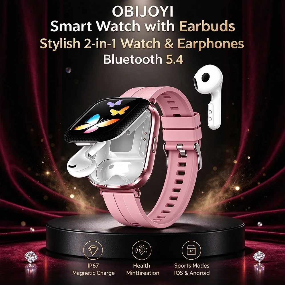 Smartwatch Built-in TWS Earphones Metal Body Scratch Resistant Fitness Tracker Watch With Earbuds For Daily Business Work
