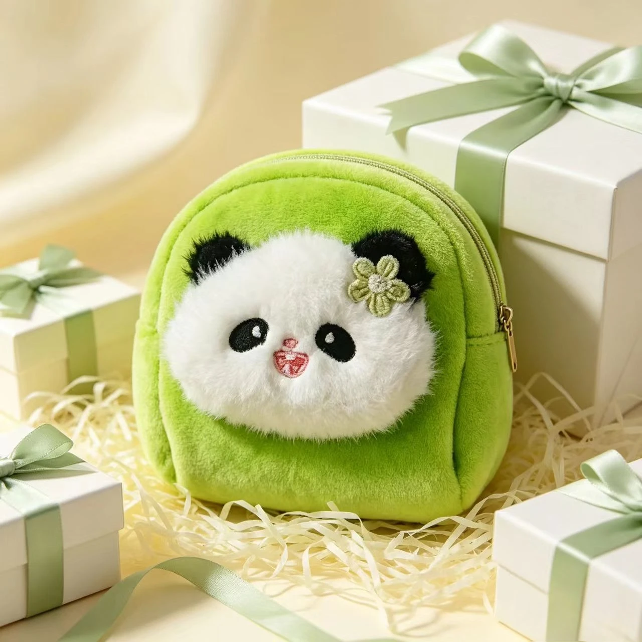 Cute Panda Plush Crossbody Bag, Soft Fluffy Coin Purse for Girls Daily Use