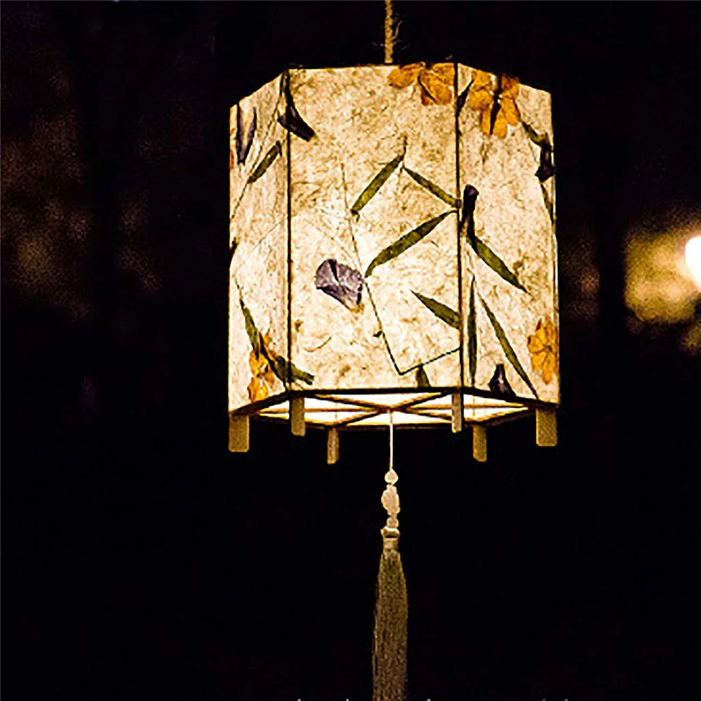 DIY Handmade Flower Paper Lantern Set Vintage Chinese Style Blossom Flower Light Portable Lamp Festival Glowing Lanterns Gift