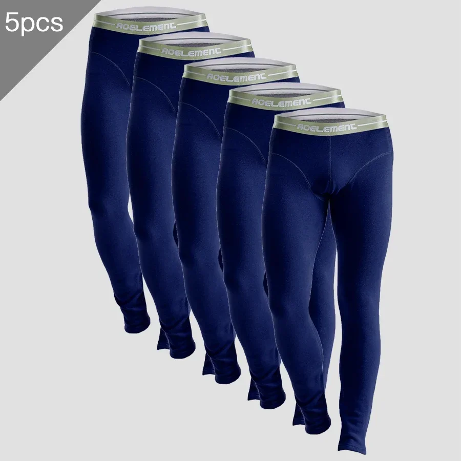 

5pcs Autumn and winter underwear men's long Johns thick plush single slim leggings youth cotton pants warm pants