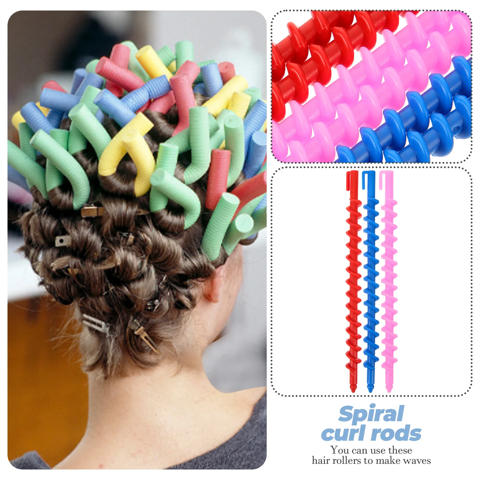 20 PCS SPIRAL Perm เครื่องมือผม Curling Wand Pins Kit สําหรับผู้หญิงแท่งเครื่องมือยาว Scroll WHEEL Curlers พลาสติกผู้หญิงสาวลูกกลิ้ง