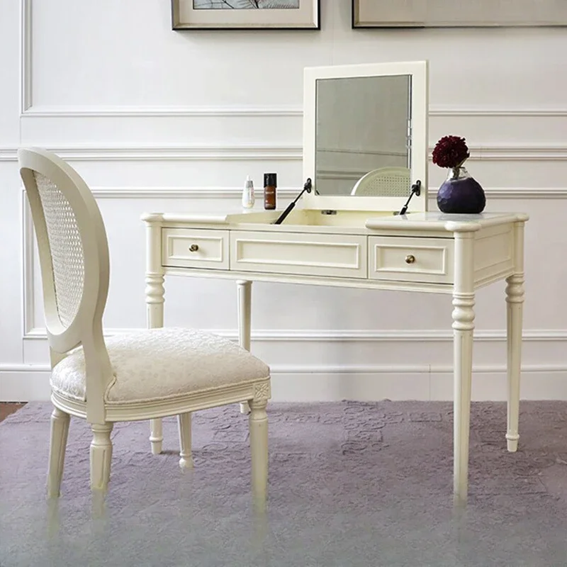 

Flip Multifunctional Dresser Ivory White Mini Dressing Table Furniture