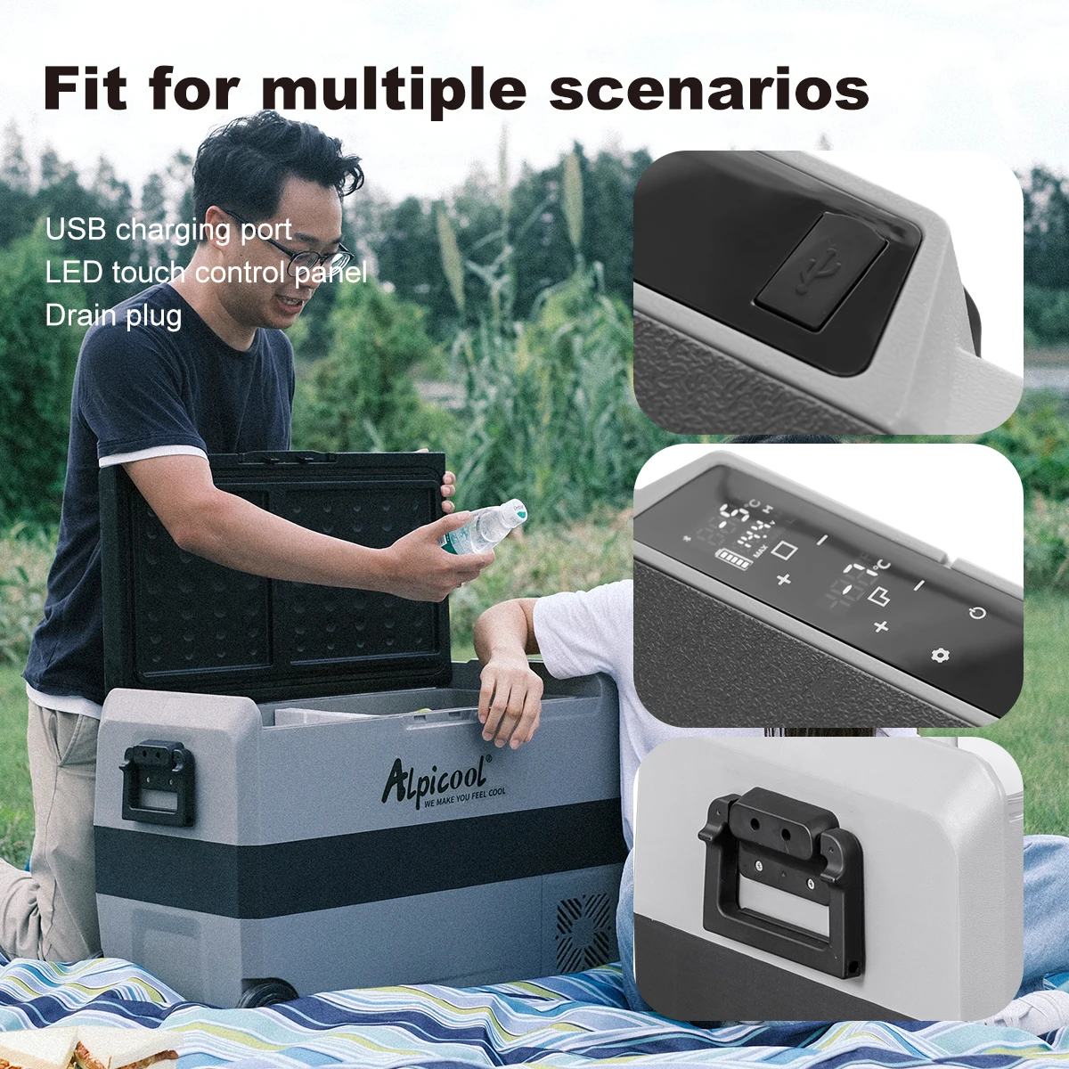 Alpicool T50 Dual Zone Cooler Mini Capacity 12V Dual Use Freezer Electric Compressor Fridge Portable Camping Car Refrigerator