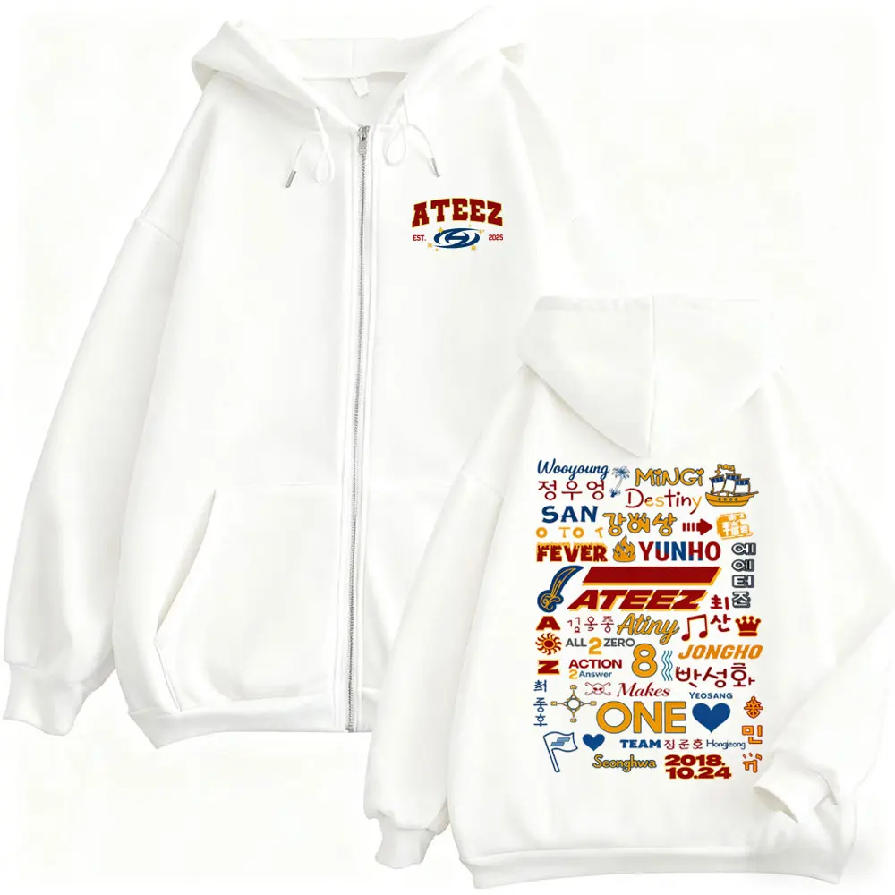 Koreanische Kpop ATEEZ Mingi 2026 World Tour in Your Fantasy Reißverschluss-Hoodie für Männer und Frauen Kpop Mode-Trend Zip-Up Jacke Mantel Sweatshirt – Detail 7