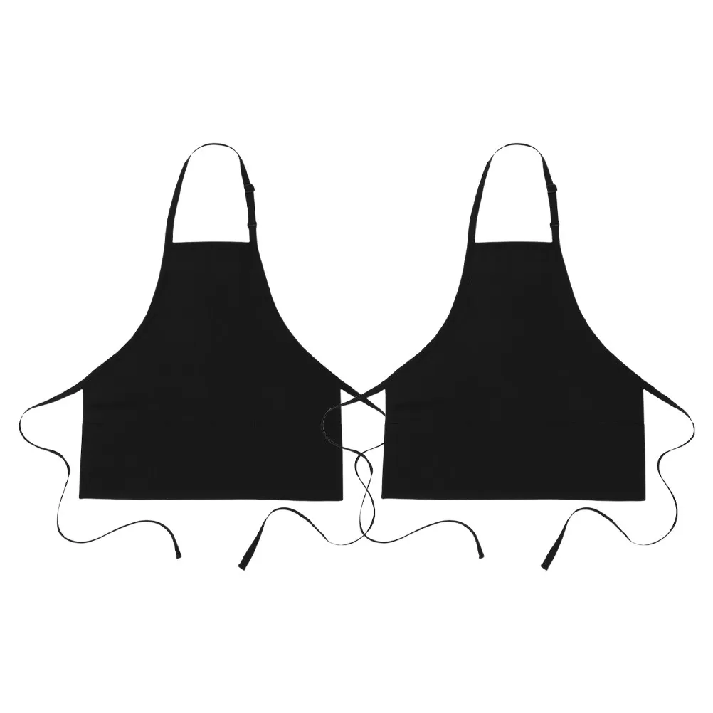 

2Pcs Professional Chef Aprons with Multiple Pockets Adjustable Work Apron for Cooking Baking Grilling Home Restaurant Black