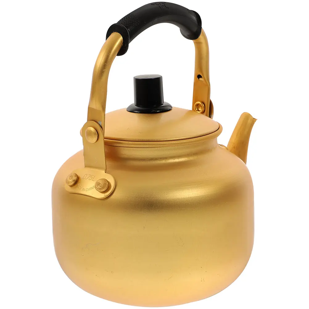

Small Anti-scalding Handle Kettle 0.55L Golden Retro Teapot Stovetop Boiler Water Heating Pot Aluminum Kitchen Helper