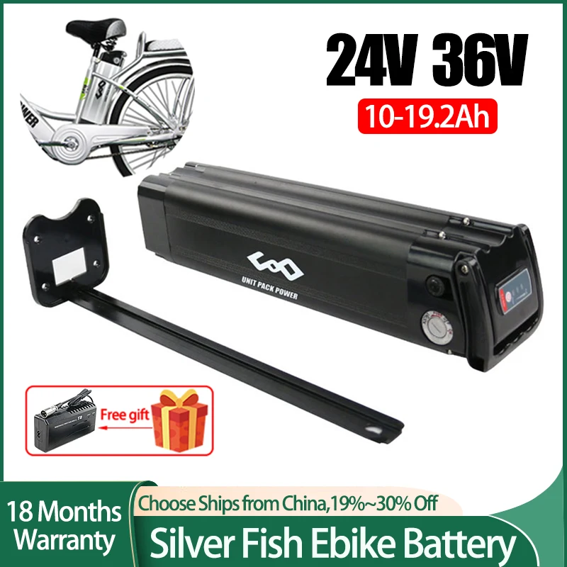 Silver Fish Ebike Battery 36V 10Ah 12.5Ah 15Ah 18650 36V Battery Pack for Bafang 500W 350W 250W 180W Electric Bike