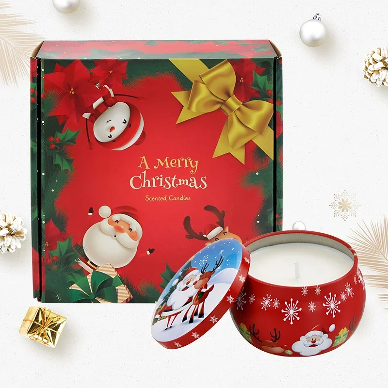 4pcs/set Christmas Scented candles Soy Wax Candles Aromatherapie Geurkaars Gift Set, Luxe Santa Claus, Snowman Decoratie