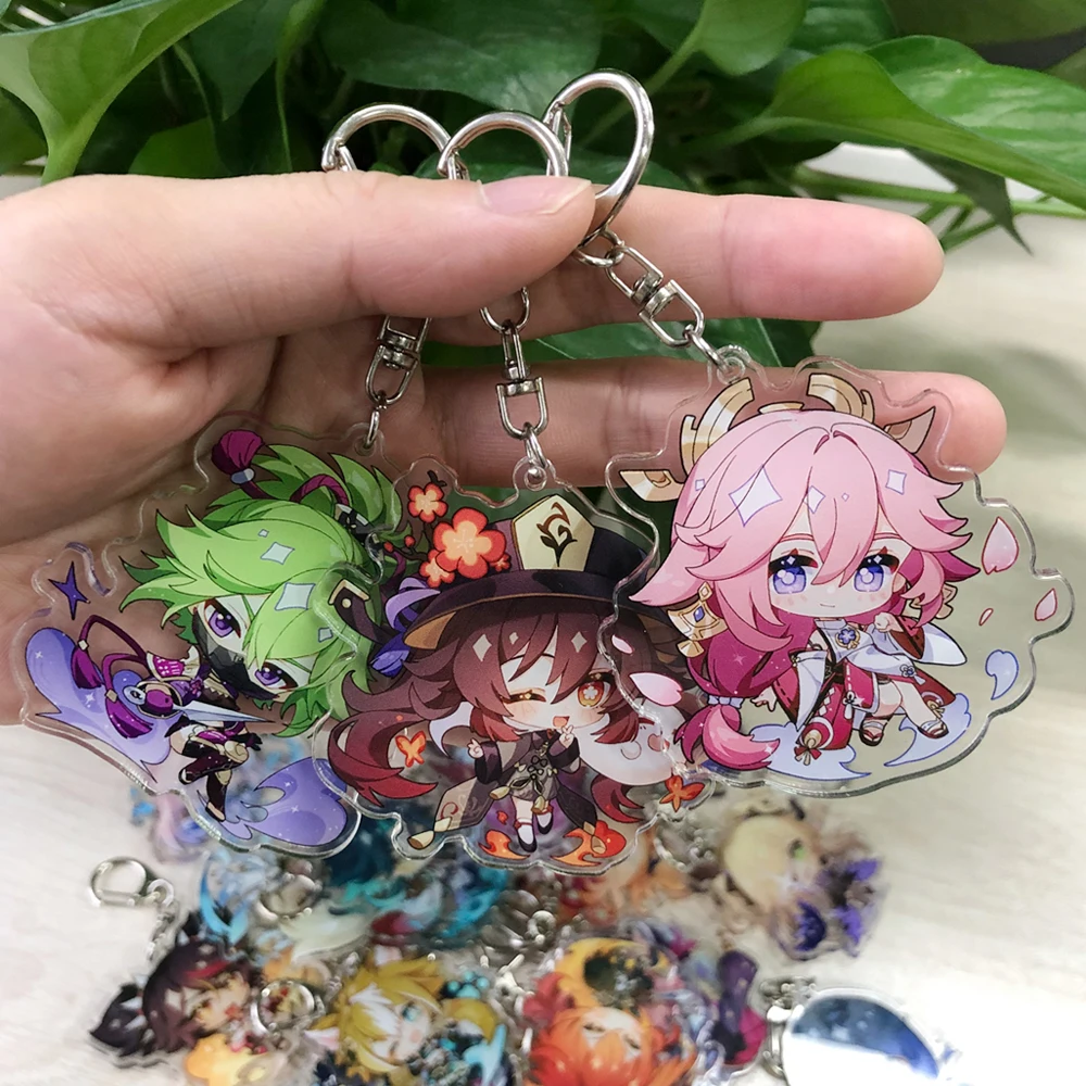 

Game Impact Shogun Ayato Keychain Cosplay Cute Zhongli Hutao Venti Tartaglia Mona Acrylic Key Chain Pendant Bag Keyring