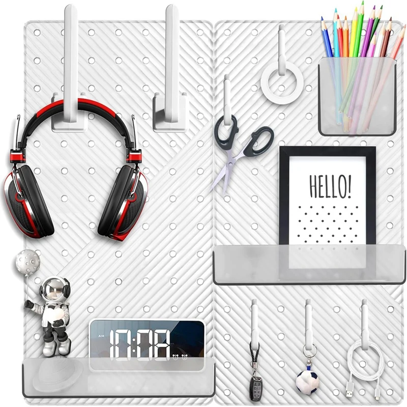 

Настенный органайзер для колышек, настольный и игровой небольшой комплект перфорированной доски для офиса и кухни (2 шт., серый-прозрачный)