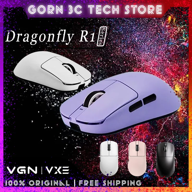 VGN VXE Dragonfly R1 Pro Max Gaming Mouse Tri-mode Paw3395 Sensor 4k Polling Rate Esports Customized Pc Gamer Accessories Gifts