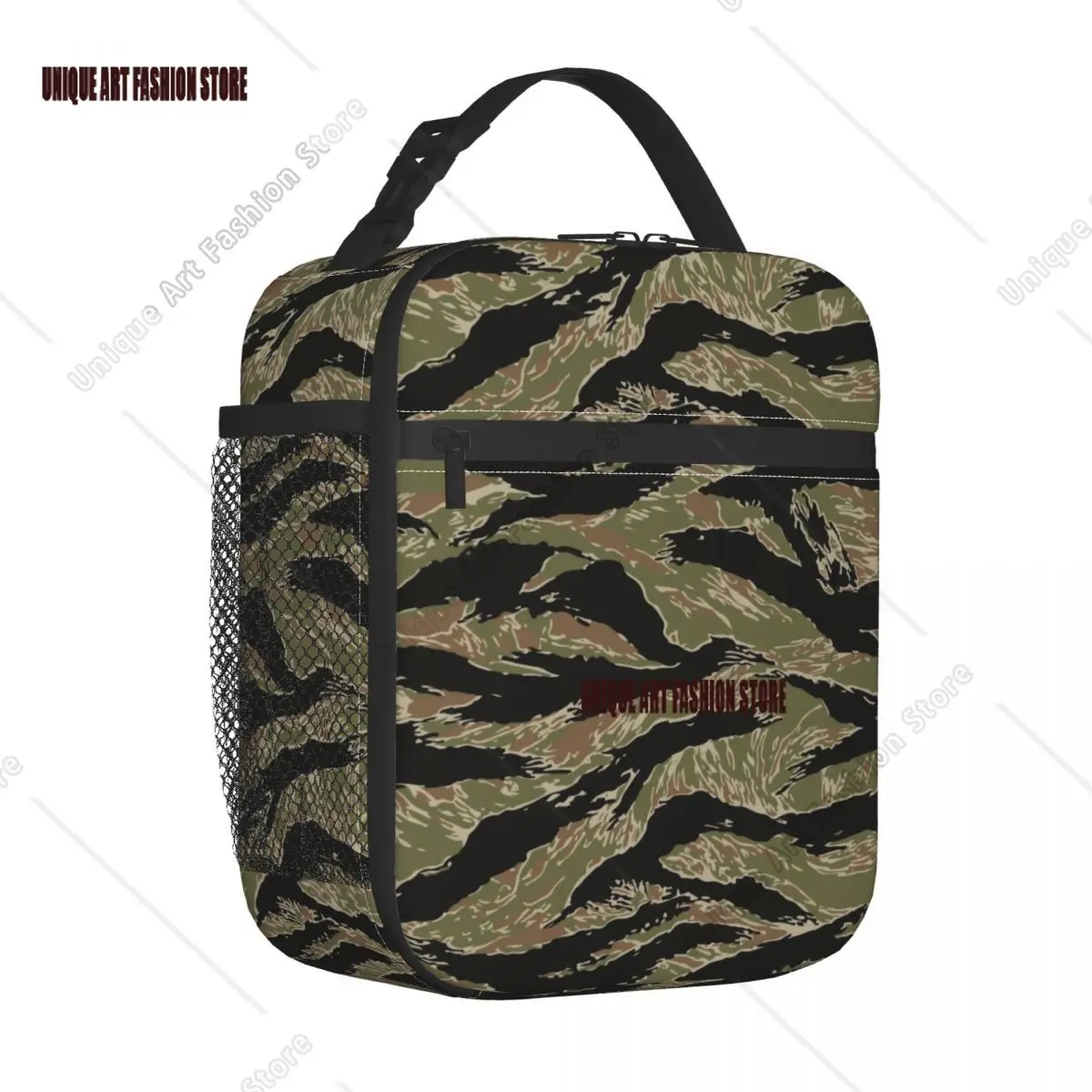 Tiger Stripe Camo Insulated Lunch Bag for Women Portable   Thermal Cooler Lunch Box Office Picnic Travel