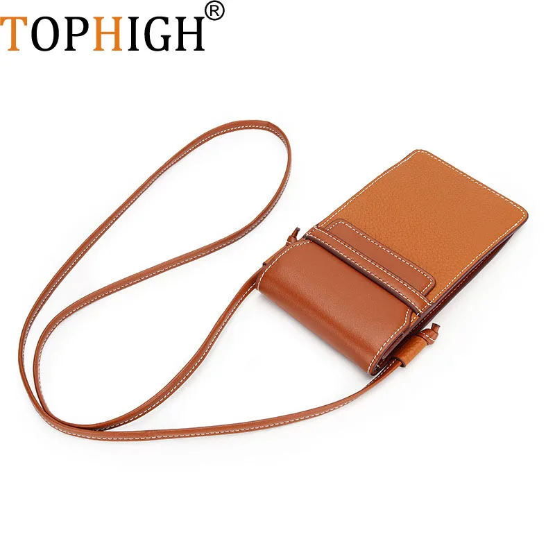 

TOPHIGH Luxury Designer Mini Shoulder Bags For Women Phone Bag Fashion Flap Crossbody Bag Genuine Leather Laties Two Color Purse