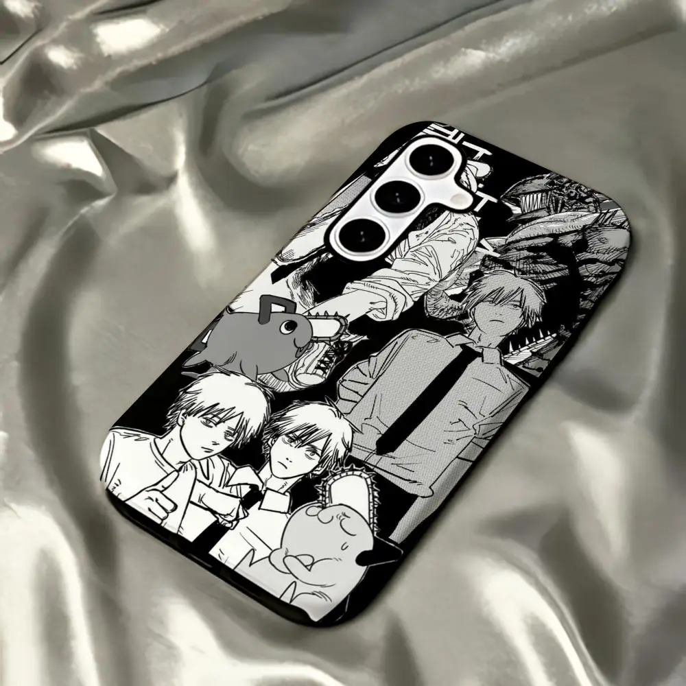 Funda de Teléfono con Diseño de Anime Chainsaw Man para Samsung Galaxy S25 S24 S23 S22 S21 Plus Ultra 2 en 1, Carcasa Brillante