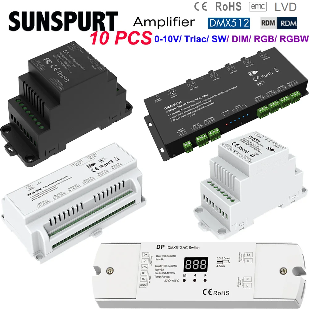 5Skydance DA DA-L DA-RDM DA-L-RDM 2 Channel DMA DMA2X3 4 6 Ways DC12-36V DMX512 Signal Splitter Amplifier DMX Decoder Controller