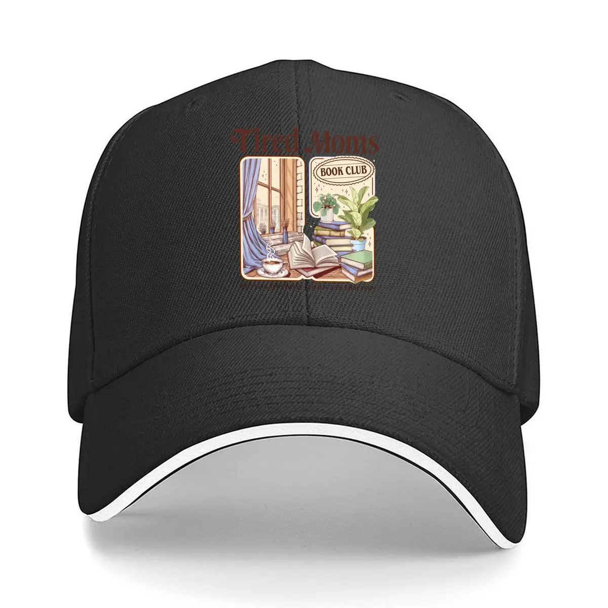 Tired Moms Book Club Running On Coffee Chaos And Chapters Sandwich Baseball Cap Sun Cap Outdoor Workouts Hat