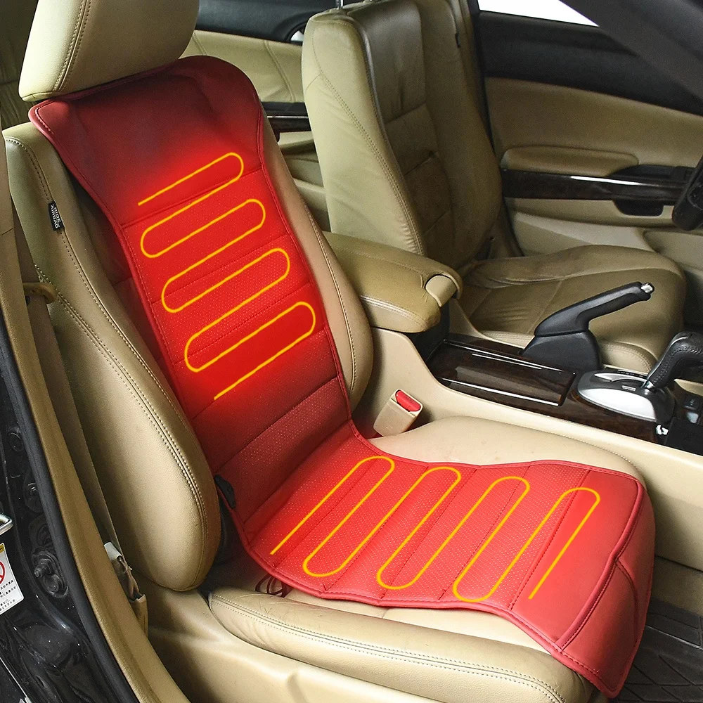 1pcs 12V-24V Auto Electric Heated Seat Cover, Heating Warm Mat Car Seat Cushion Winter Heater Seat Covers PU Leather