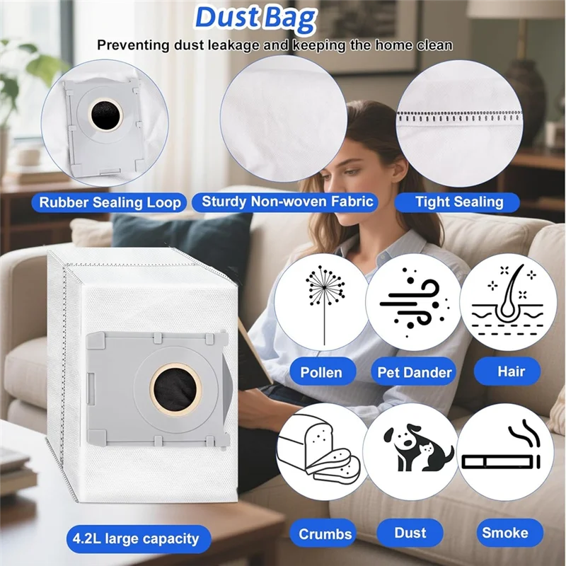 

【Flash Deal】10 Pcs Replacement Parts For ECOVACS DEEBOT X8 PRO Omni Vacuum Cleaner–Main Brush , HEPA Filters , Dust Bags , Side