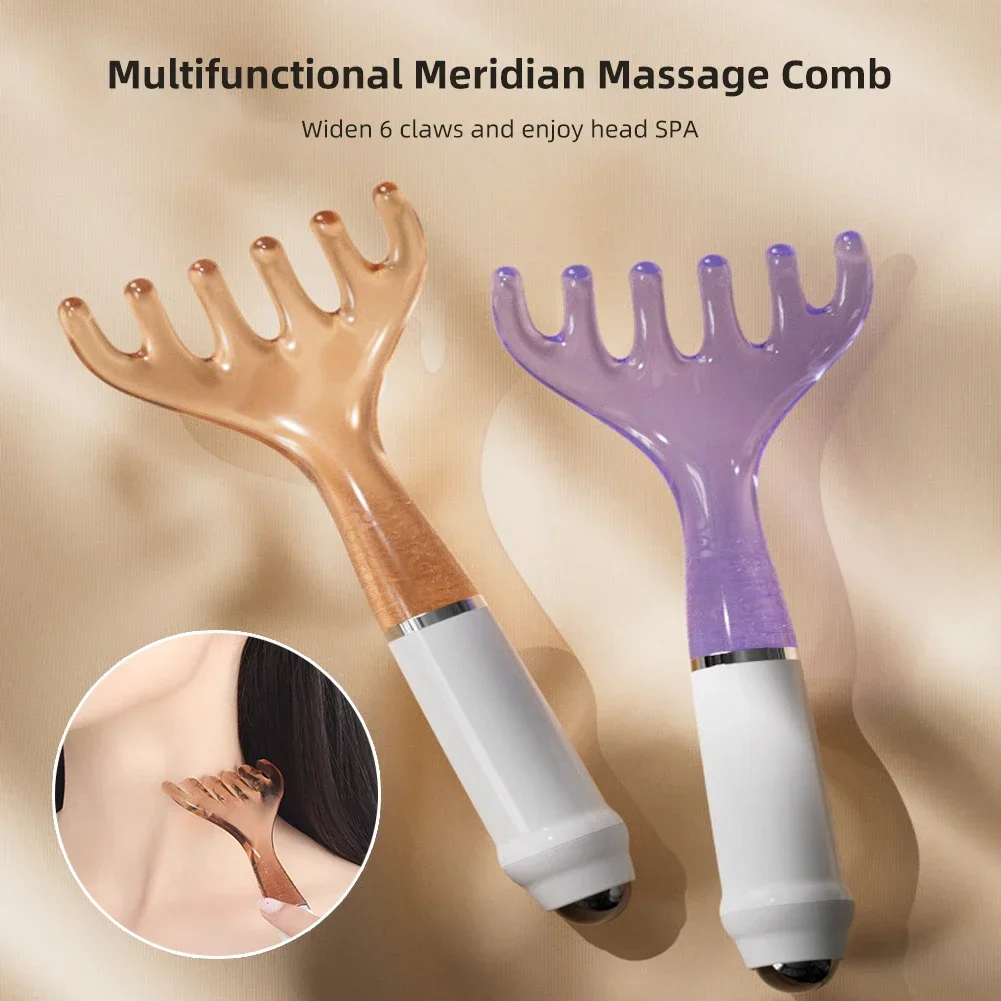 مشط رعاية الرأس مشط تدليك ميريديان ستة مخالب غوا شا كشط مدلك واسعة الأسنان الوجه غوا شا كشط تدليك الجسم الرعاية