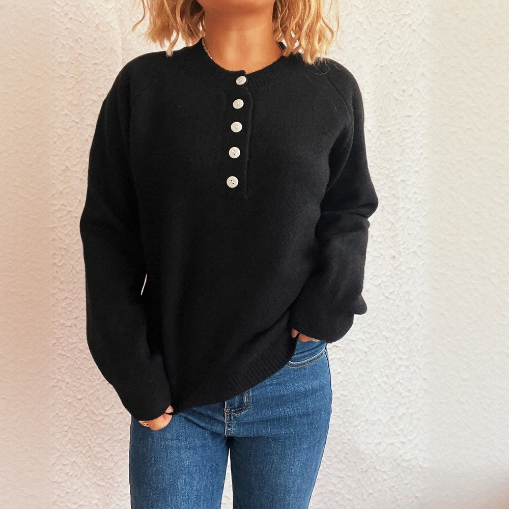 

Autumn Winter Sweater Long Sleeve Round Neck Fit Straight Tube Commute Style Women's Fashion Top Quality Material
