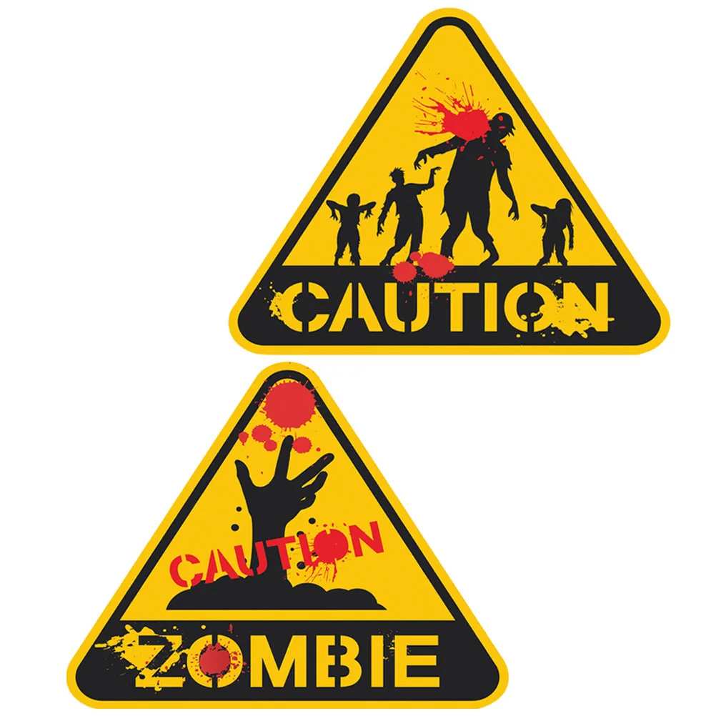 

2 Pcs Luminous Warning Stickers Halloween Party Decoration Door Danger Sign Wall Decals for