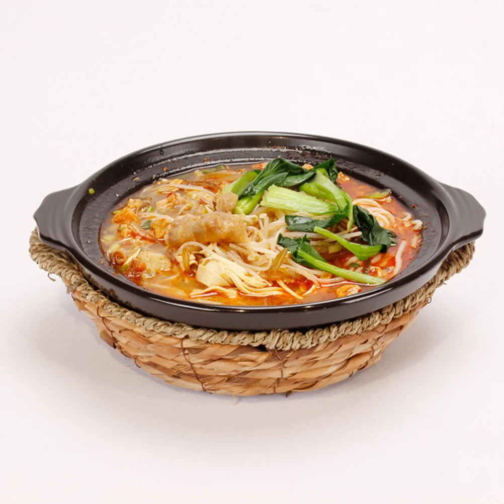 

Stone Pot Mat Woven Basket Reliable Heat Resistant Pad Multi-Purpose Household Pot Holder Woven Heat Insulation Pad