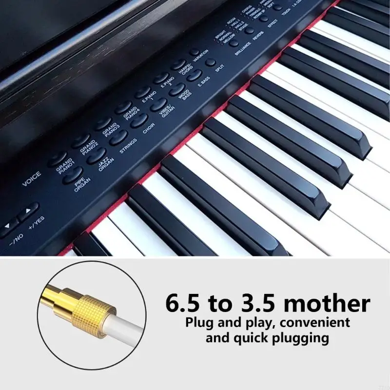 77JD Electric Piano Adapter 6.5mm to 3.5mm Sound Converter Speaker Guitar Microphones 3.5mm to 6.5mm Conversion Adapter