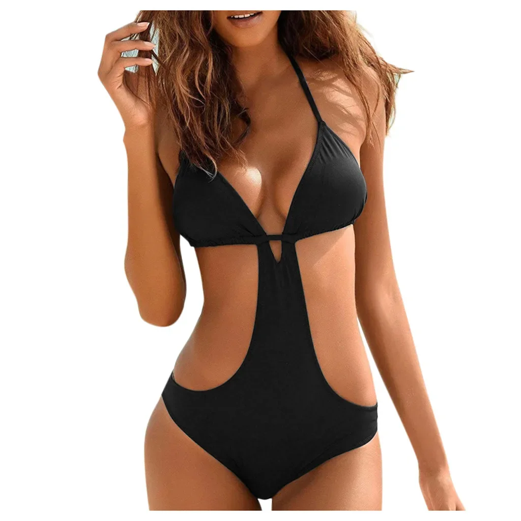 

2024 New Sexy Bikini Set Swimwear Women Solid Color Brazilian Halter Backless Swimsuit Strappy Beachwear Biquini Female