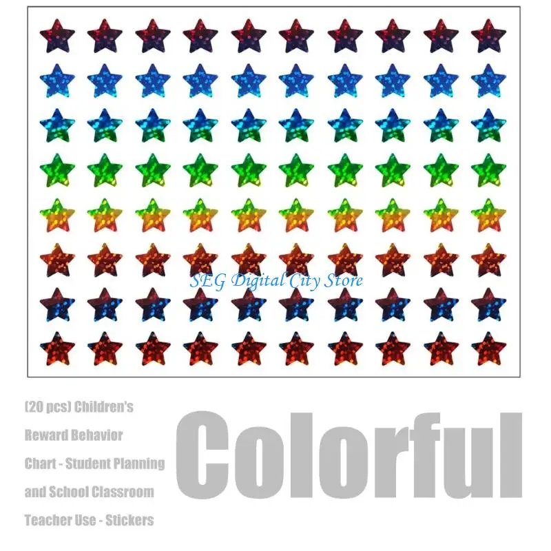 U75B ملصق نجمة لاصق لامع للأطفال ملصق تحفيزي لمجلة الكمبيوتر المحمول