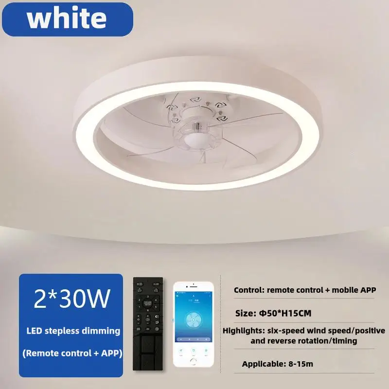 Ceiling Fans Light Living Room Bedroom Modern Simple Home Intelligent Remote Control Restaurant LED Fan Light for Conditioners