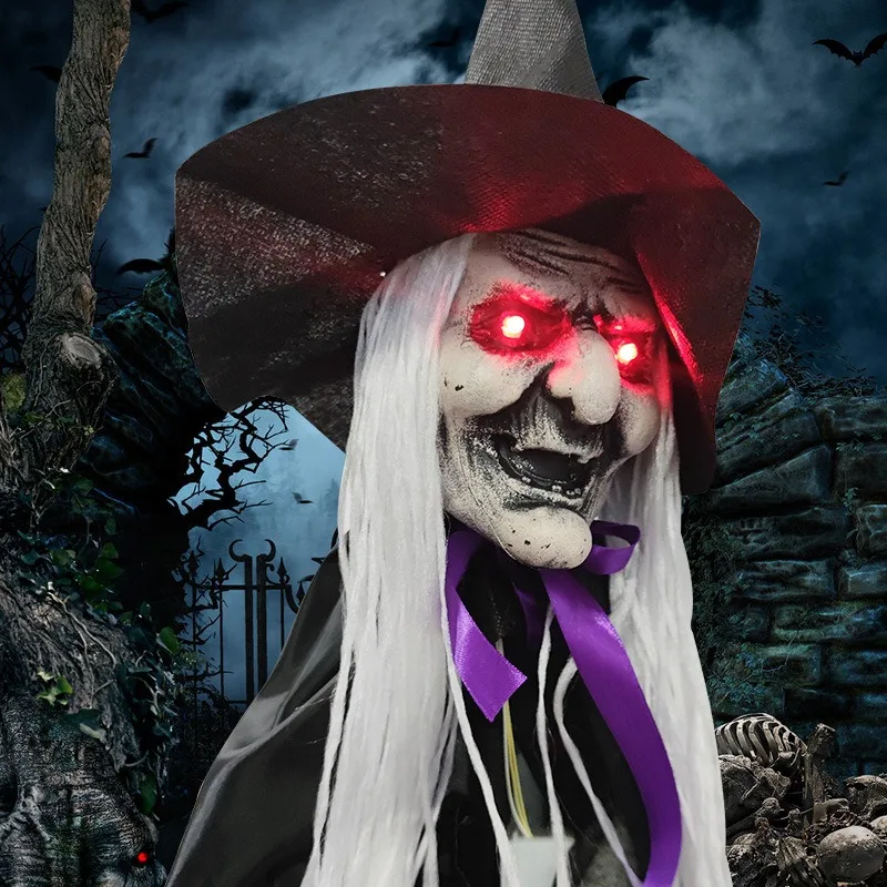 

Witch's Broom Pendant Voice-Activated Sound and Light Horror Decorative Prop