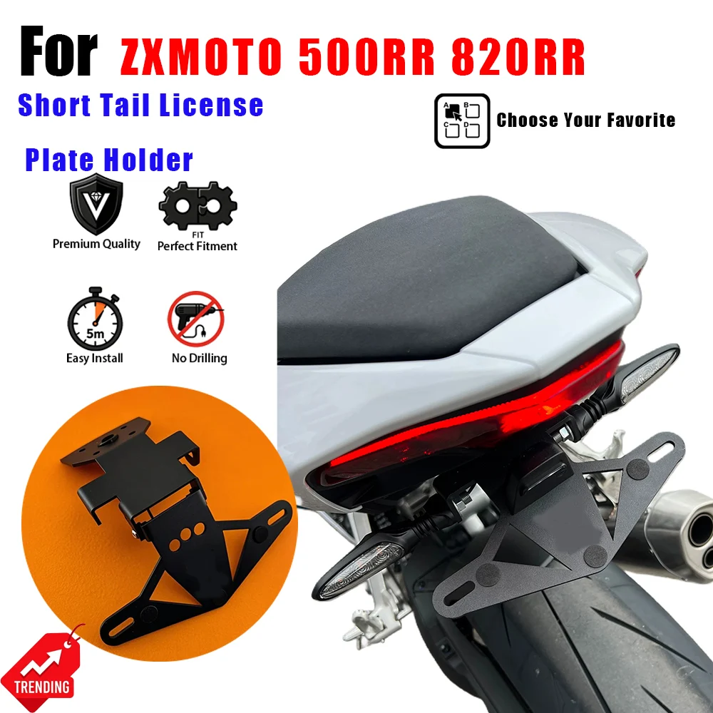 Modified Short Tail License Plate Bracket Custom Logo Accessories Motorcycle High Performance Durable For ZXMOTO 500RR 820RR