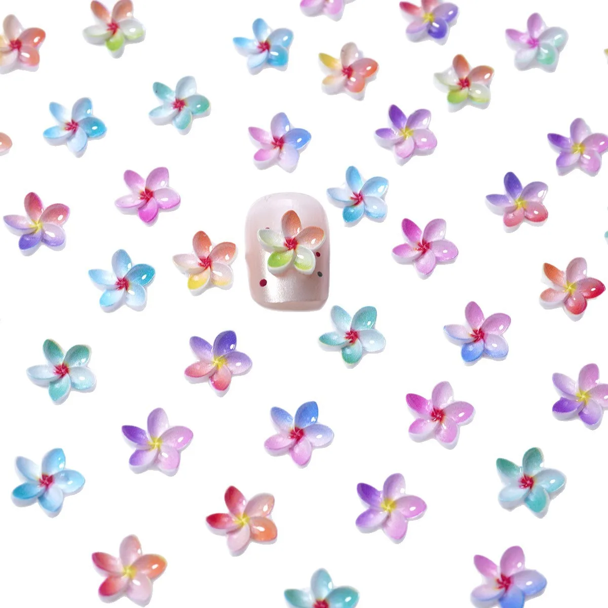50/100Pcs, Colorful Five-petal Flower, Cartoon Cute Flower, Nail Accessories, Resin Diamond, DIY Flower Wearing Nail Accessories