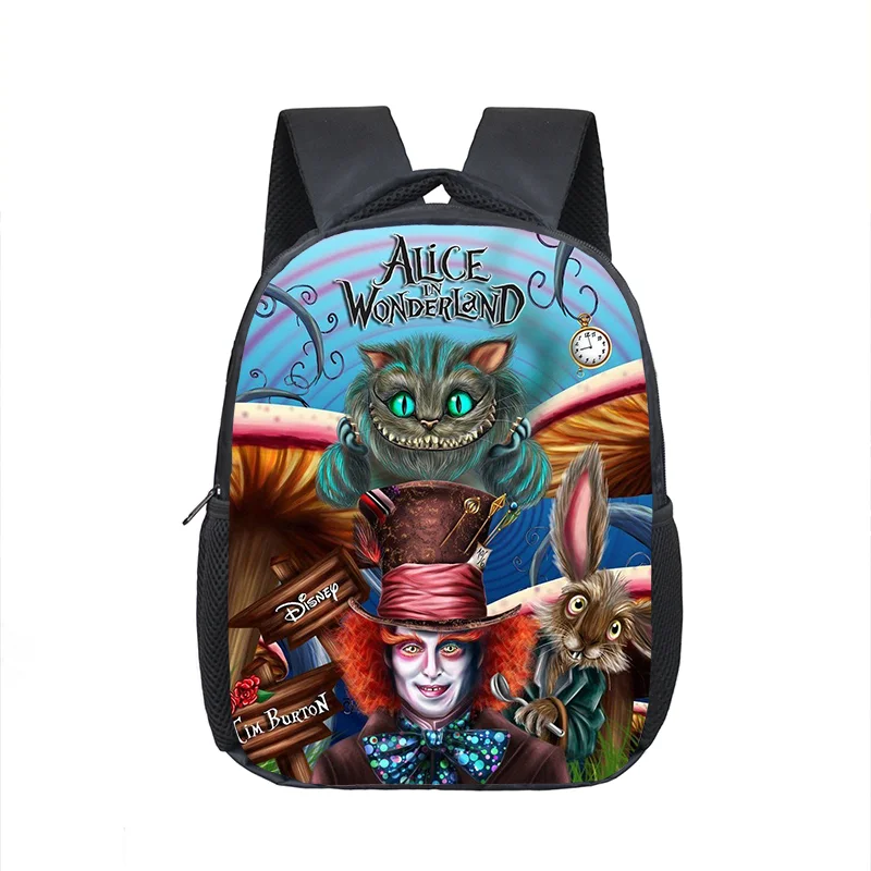 12 Inch Disney Alice In Wonderland Kindergarten Backpack Children School Bag Toddler Bag for Kids Girls School Bookbags Gift