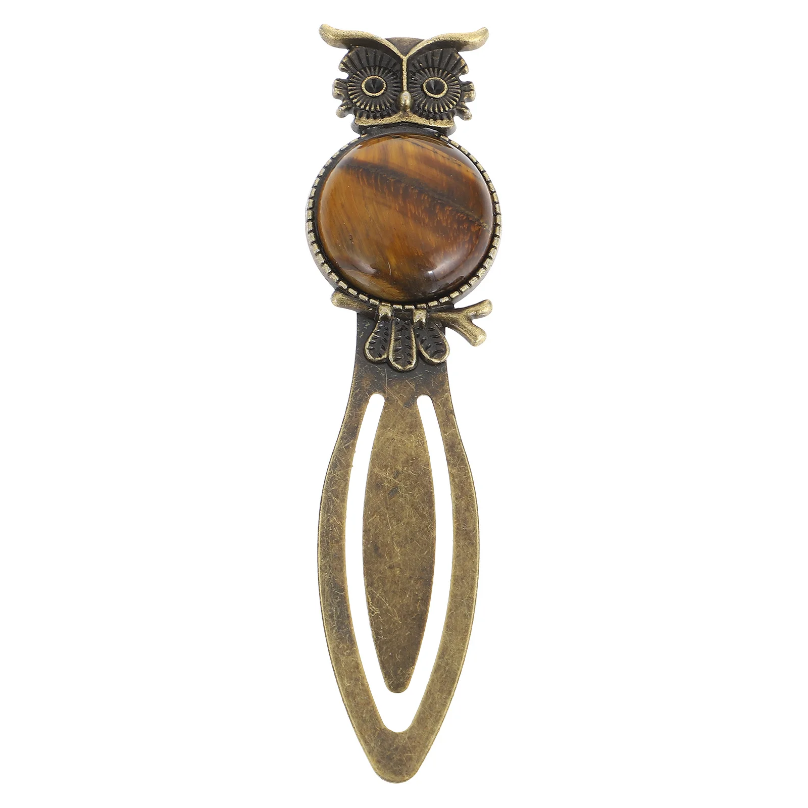 Retro Owl Book-Mark Zinc Alloy Metal Bookmark Natural Stone Decor Student Gift Office Home Library Wear