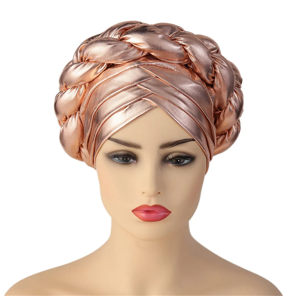 Forehead Cross Turban Cap for Women Braid Head Wraps African Lady Cap Muslim Headscarf Bonnet Turbante Mujer