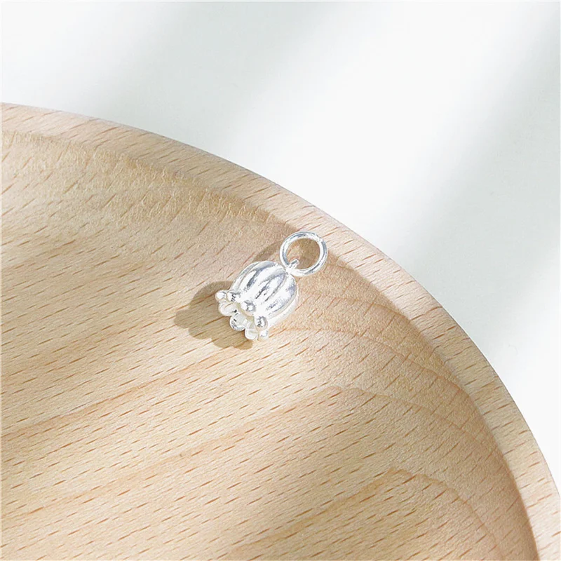100% Real Sterling 925 Silver Accaccessories Tulip Charm Pendant For Bracelets and Necklaces Key Diy Material for Jewelry