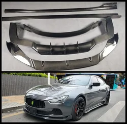 For Maserati Ghibli 2014 2015 2016 2017 Real Carbon Fiber Front Bumper Lip Rear Spoiler Trunk Diffuser Side Skirt Body Kit