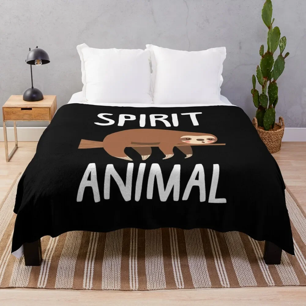 Sloth Is My Spirit Animal. Funny Sloth Shirt. Throw Blanket Sofa Quilt Soft Plush Plaid Blankets