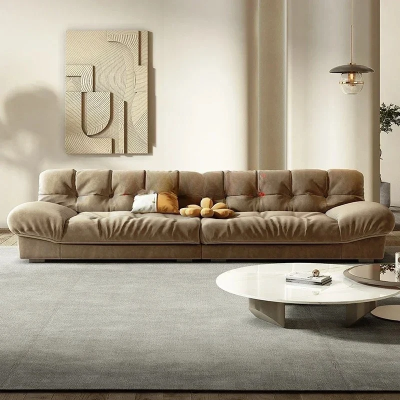 Living Room Creative Frost Faux Leather Soft Sofa Small Apartment Straight Row Latex down