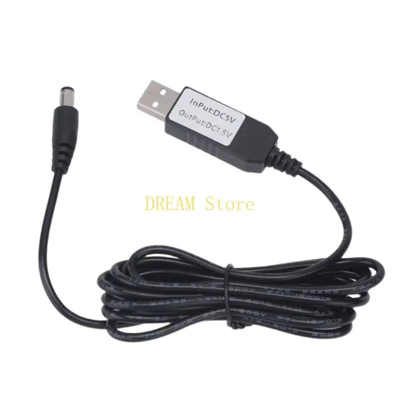 USB-to-1.5V Power Cable with Conversion Module, USB-A Input and 1.5V 1A Center-Positive DC5.5x2.1mm Male Round Output for