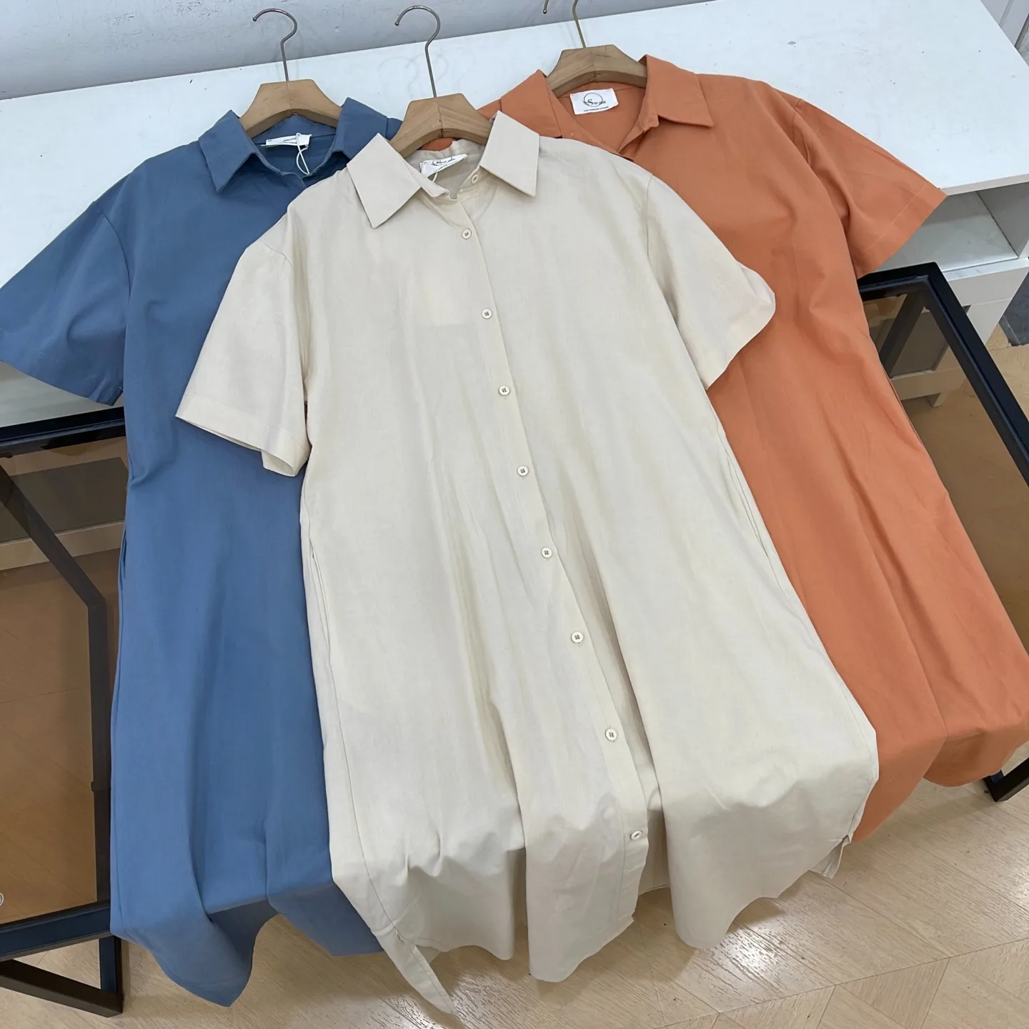 Korean Style Collar Shirt Dress Women's Summer New Fashion Slimming Versatile Dress High Waist Short Sleeve Casual Wear