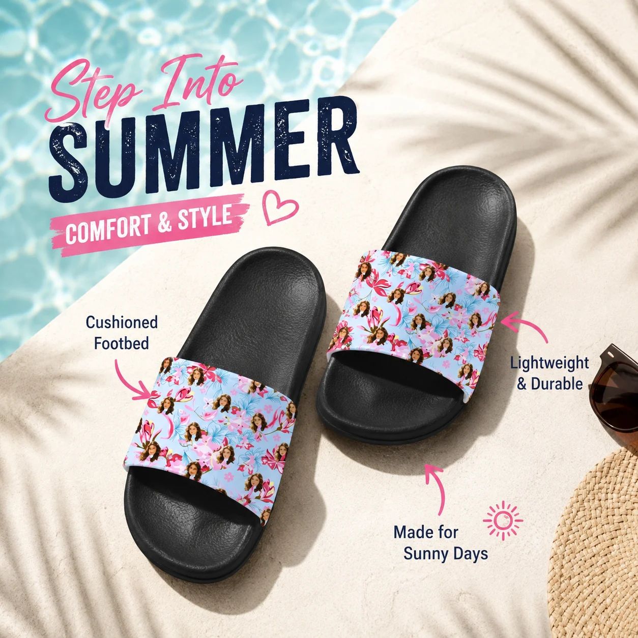 Customized women's slippers Customized text slippers Personalized fun text pictures Customized gifts for family and friends